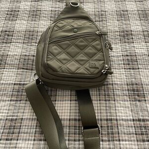 Green Quilted Crossbody Bag with Metal Hardware